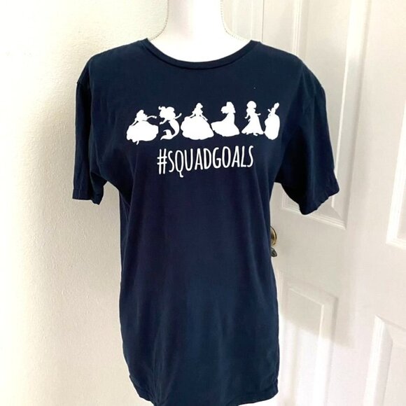 Unbranded Basic Navy Blue T-Shirt #Squadgoals Princesses Size Large Preowned B9 - Picture 1 of 6